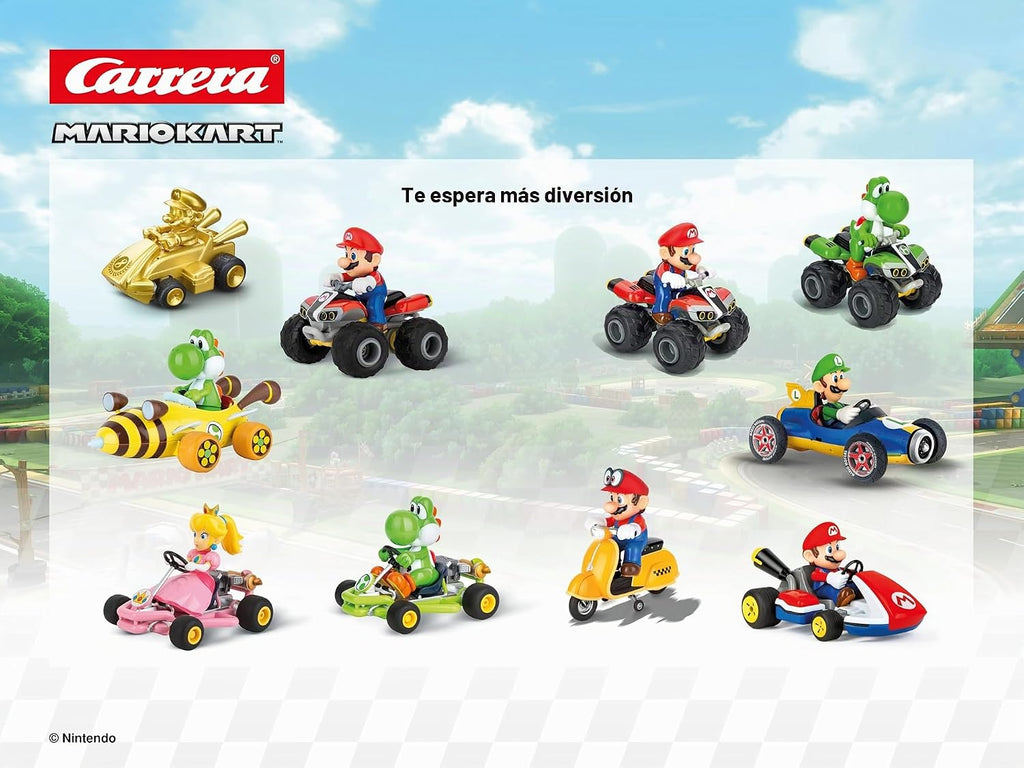 Carrera - Producto con licencia oficial RC de Mario Kart 8 Mach 1: Auto a escala 18 con control remoto de 2.4 GHz y batería recargable Lifepo4
