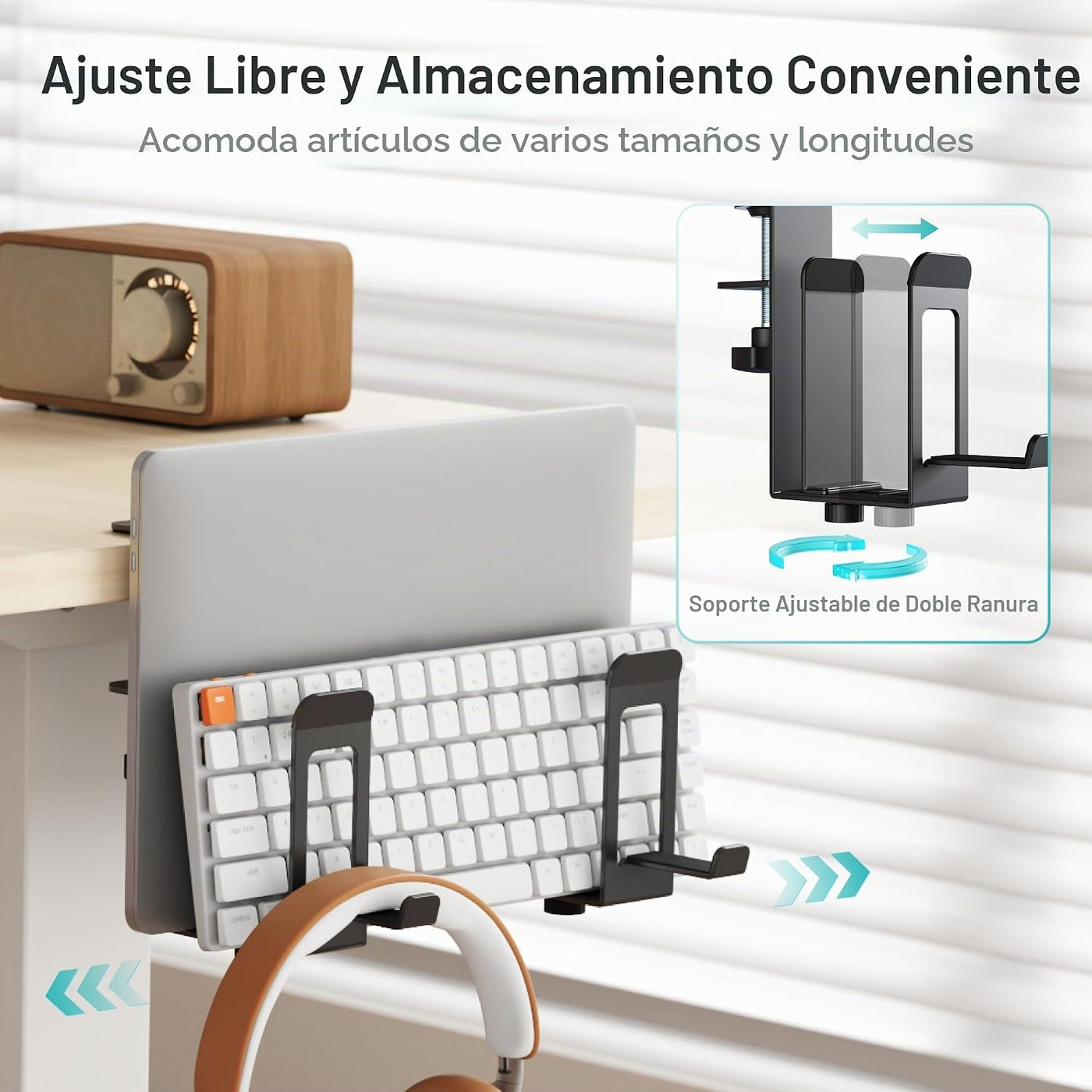 PEGZONE Soporte vertical para laptop con 2 ranuras para debajo del...