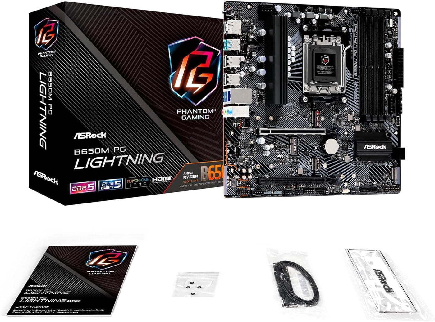 ASRock B650M PG Lightning AMD Zócalo AM5 Procesadores Ryzen9000\/80...