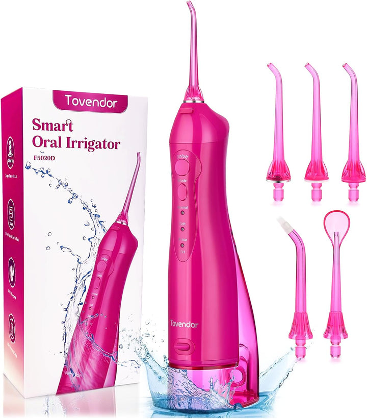 TOVENDOR Irrigador dental eléctrico de agua, hilo dental inalámbric...