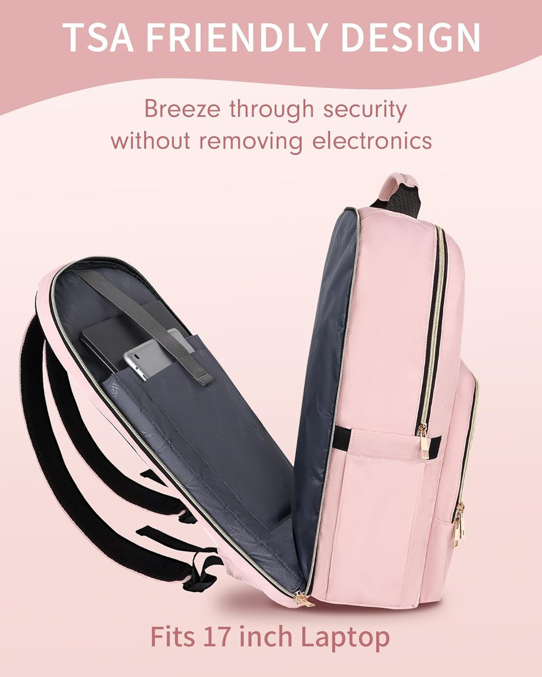 MATEIN Mochila rosa para laptop, 17 pulgadas, aprobada por la TSA,...