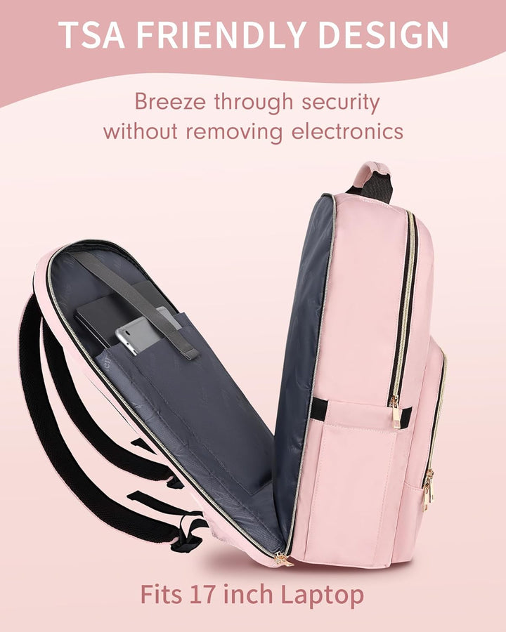 MATEIN Mochila rosa para laptop, 17 pulgadas, aprobada por la TSA,...