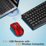 memzuoix Combo de teclado y mouse inalámbricos, juego ergonómico de...