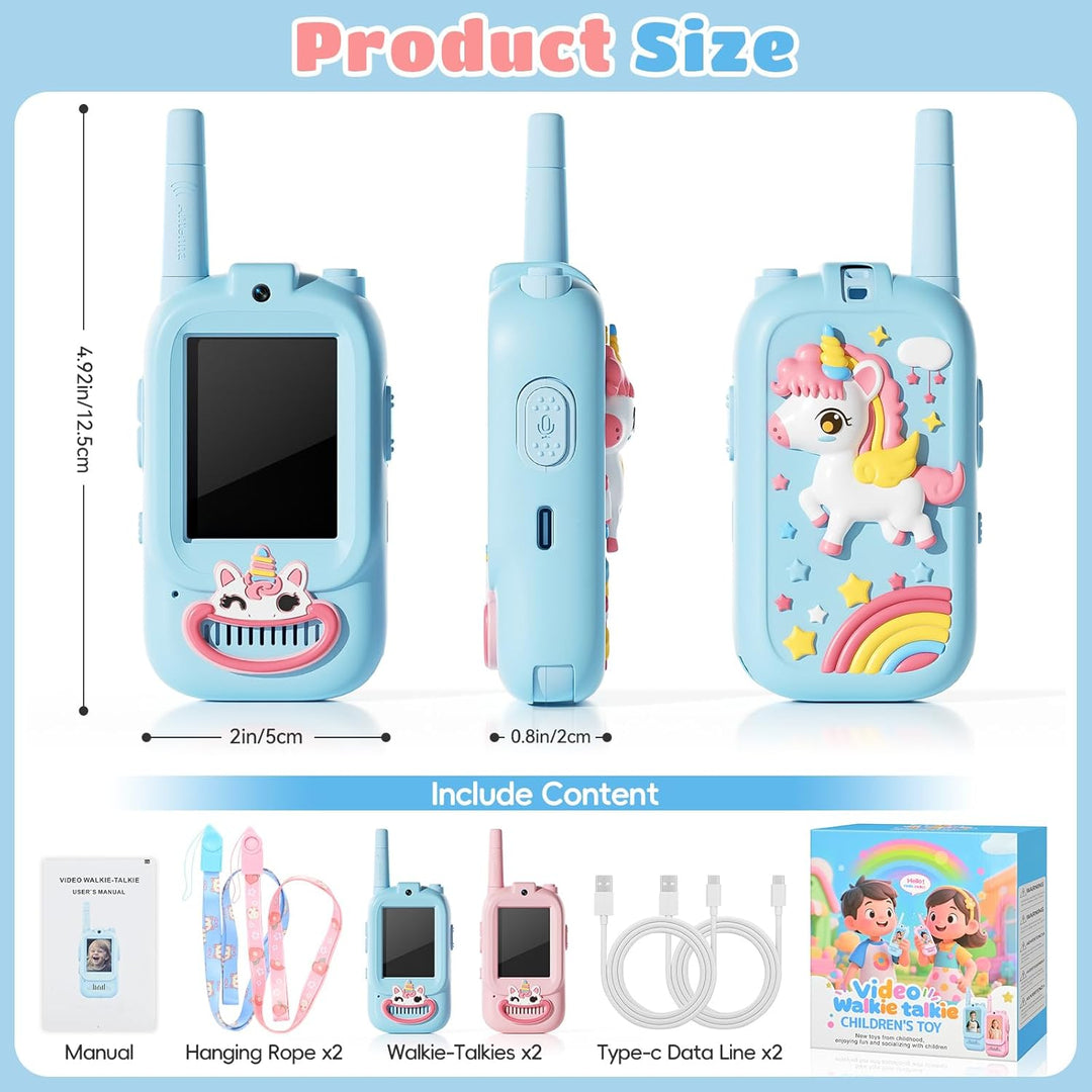 Walkie Talkies de video para niños, paquete de 2 walkie talkies par...