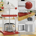 SQUEEZE master Prensa Manual de Tintura de Queso, Hierbas, Frutas, Vino -0.53 Galones/2 Litros-Mango de Bola de Potencia-Acero Inoxidable y Hierro para Jugo, Sidra, Vino, Aceite de Oliva