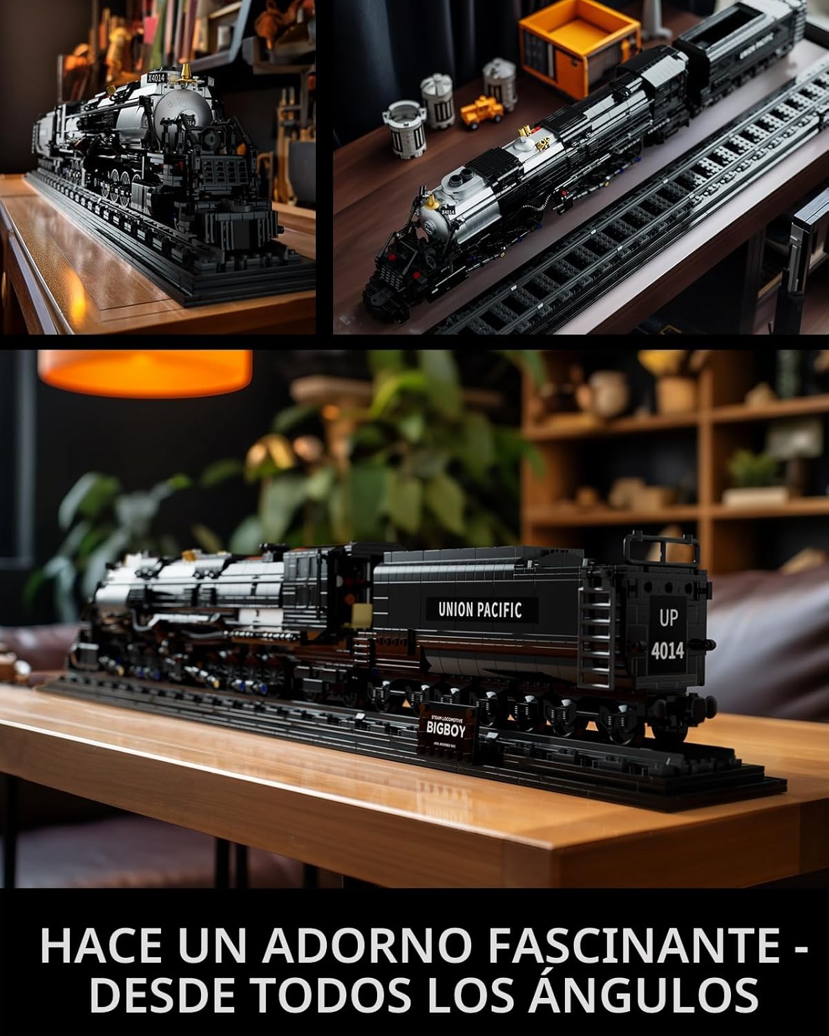 Nifeliz Locomotora Big Boy, juego de bloques de construcción de locomotora de vapor articulada, kit de exhibición de tren de vapor legendario para regalo (1,818 piezas)
