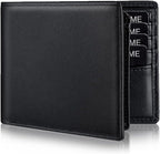 Cartera de piel auténtica para hombre, con bloqueo RFID, con 12 ran...