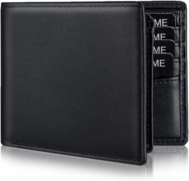 Cartera de piel auténtica para hombre, con bloqueo RFID, con 12 ran...
