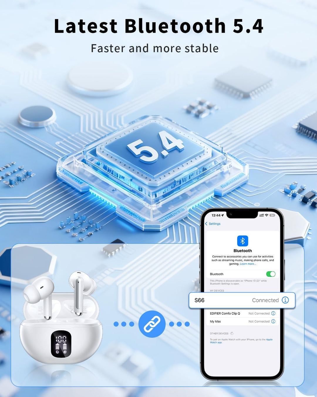 Auriculares inalámbricos, auriculares Bluetooth 5.4 con 50 horas de...