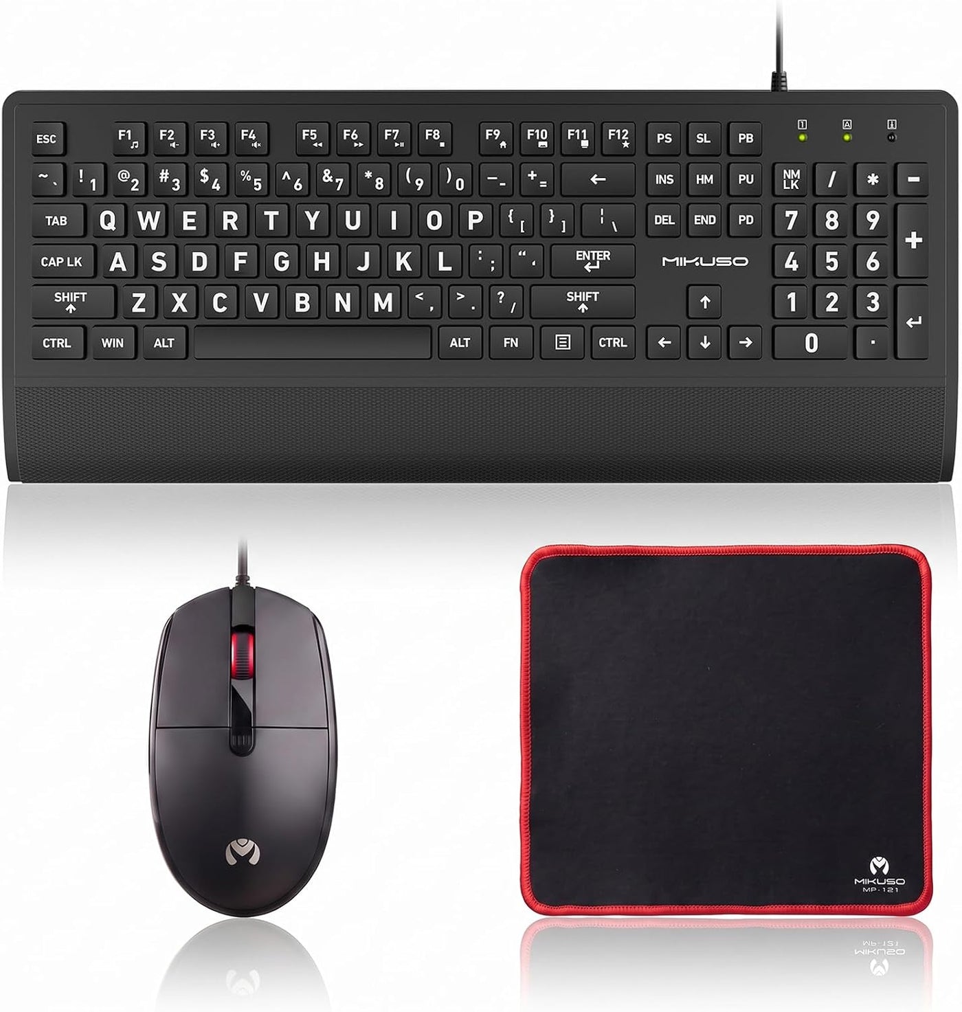MIKUSO Combo de teclado y mouse con cable de impresión grande para...