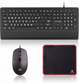 MIKUSO Combo de teclado y mouse con cable de impresión grande para...