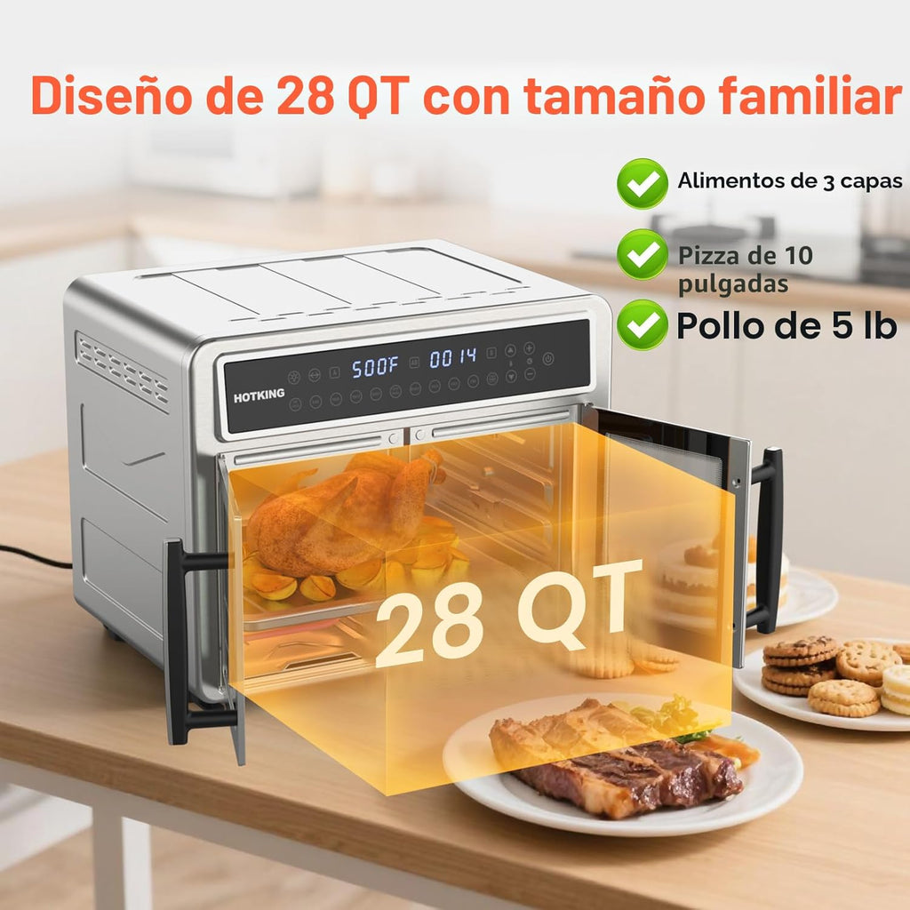 HotKing Combo de horno tostador de freidora de aire de doble zona, horno de