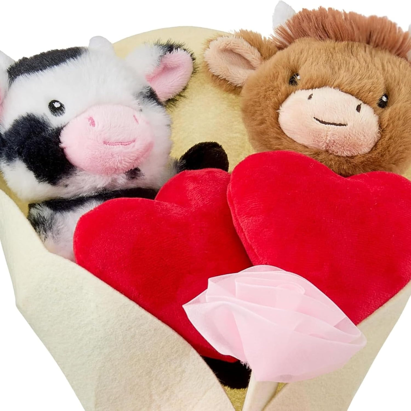 Ramo de regalo de peluche de vaca de las tierras altas del