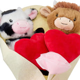 Ramo de regalo de peluche de vaca de las tierras altas del