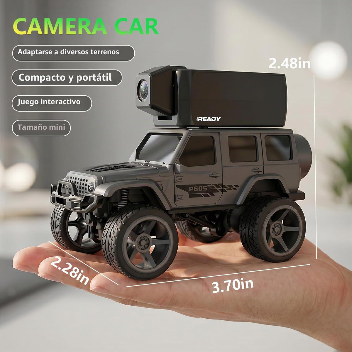 1/64 RC Mini Coche Camión FPV con Cámara y Pantalla LCD para Niños, Adultos y Regalo
