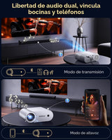 Mini proyector con WiFi y Bluetooth, 400 ANSI mini proyectores port...