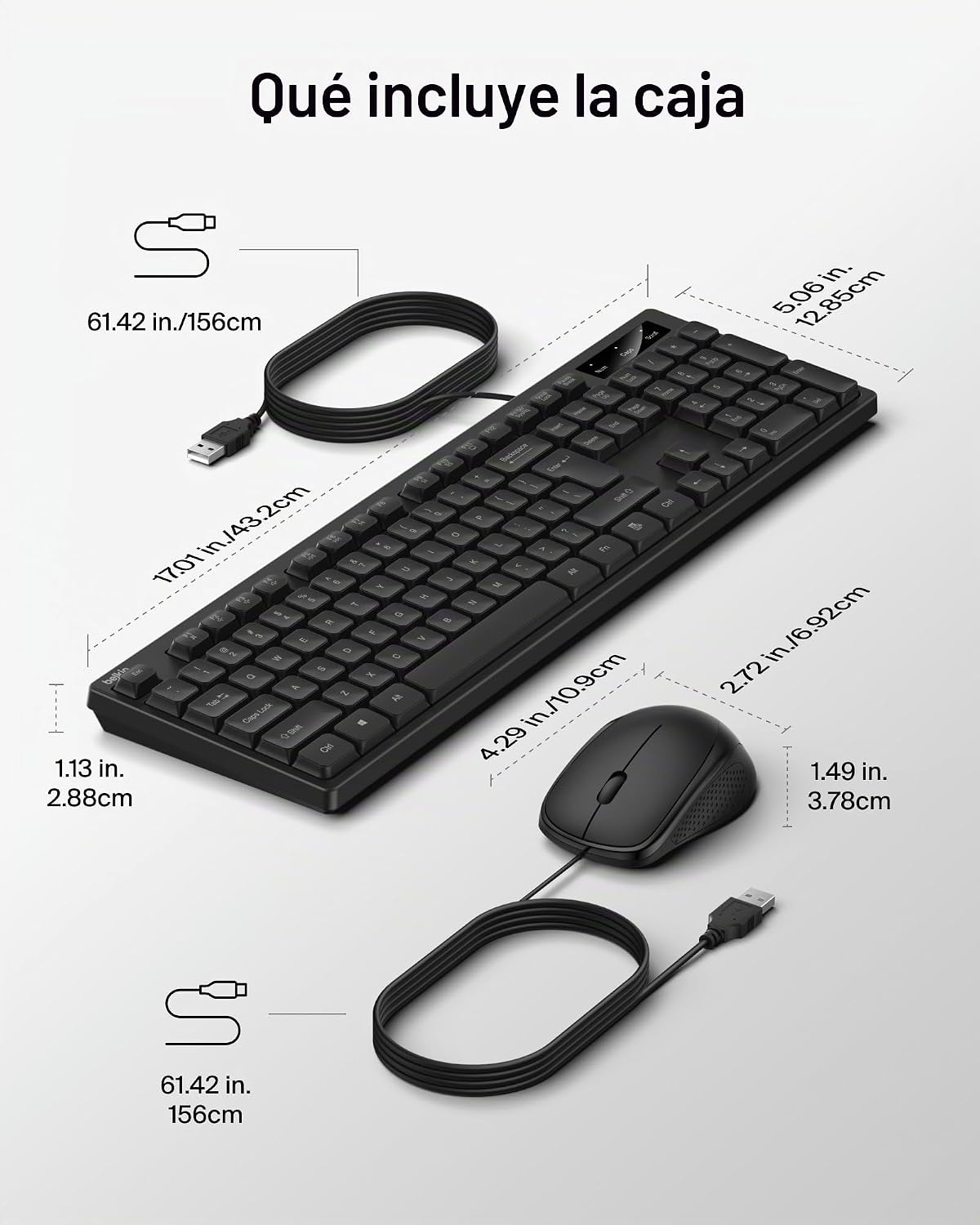 Belkin Combo de teclado y mouse con cable, diseño de EE. UU | Conex...