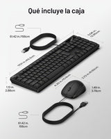 Belkin Combo de teclado y mouse con cable, diseño de EE. UU | Conex...