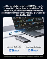 Lexar ES3 SSD portátil de 512 GB Plata, USB 3.2 Gen 2 hasta 1050MB\...