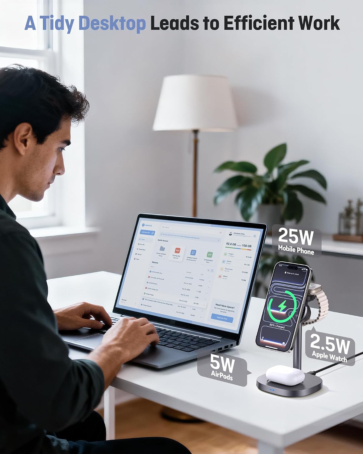 Soporte de carga inalámbrico certificado Qi2.2 de 25W TEC de enfriamiento