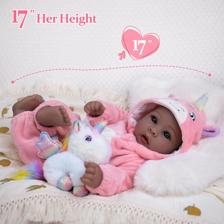 Aori Muñecas Bebé Negras de 17 Pulgadas, Muñeca Negra Realista con...