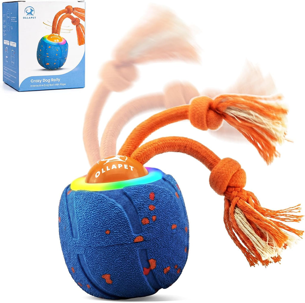 Pelota inteligente para perros, bola rodante automática de 3 modos, juguete para mascotas con cuerda y sonido de ladrido, resistente a las masticaciones