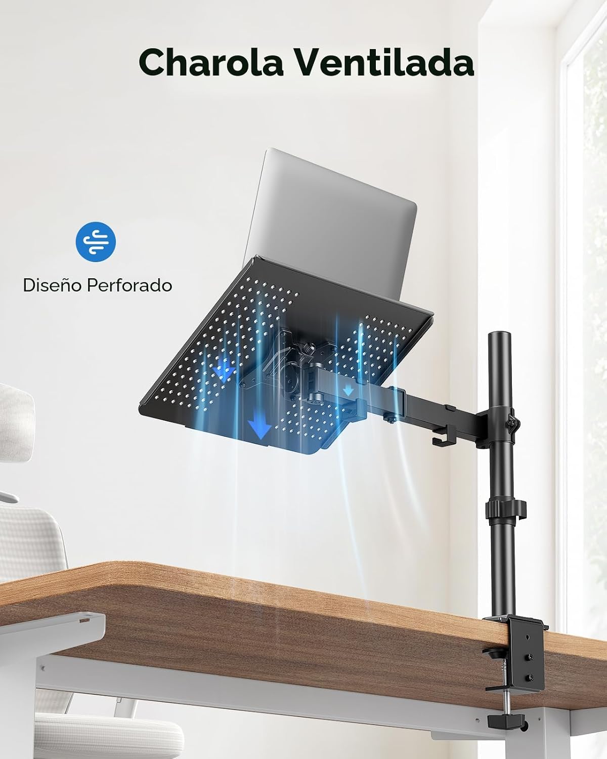 HUANUO Soporte de escritorio para laptop - Brazo de monitor de 17&#...