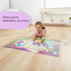 Melissa & Doug Rompecabezas de unicornio gigante que brilla en la oscuridad, rompecabezas de 48 piezas con detalles ocultos, rompecabezas para niños para niñas y niños a partir de 4 años - Certificado