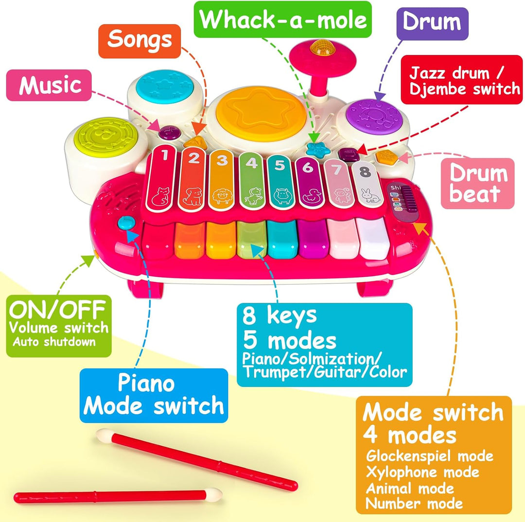 AugToy 3 en 1 juguetes musicales para niños pequeños de 1 a 3 años,...