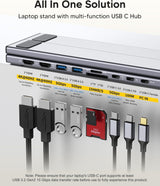 Estación de acoplamiento con soporte para laptop USB C, monitor dua...