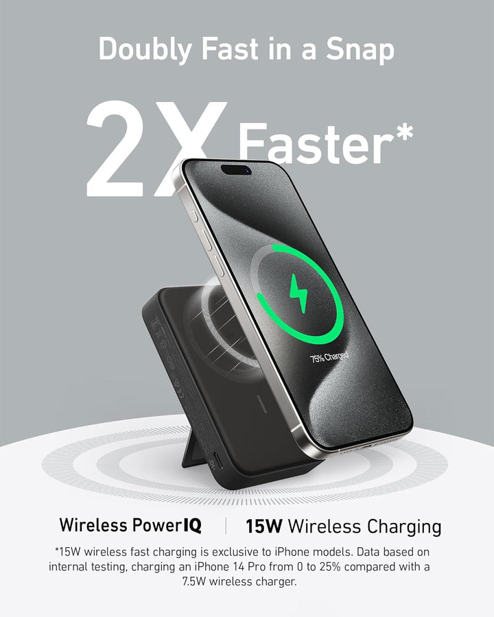 Anker MagGo Power Bank, Qi2 certificado 15 W cargador portátil ultr...