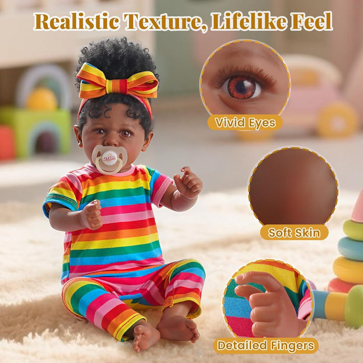JIZHI Muñecas Bebé Reborn Negras - Cuerpo Suave Realista Afroameric...