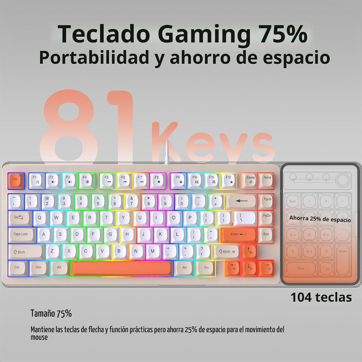 Snpurdiri Combo de teclado y mouse con cable, teclado mecánico comp...