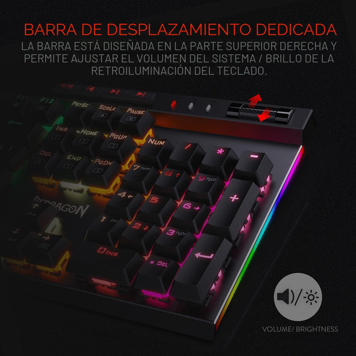 Redragon K580 VATA RGB LED - Teclado mecánico para juegos con retro...