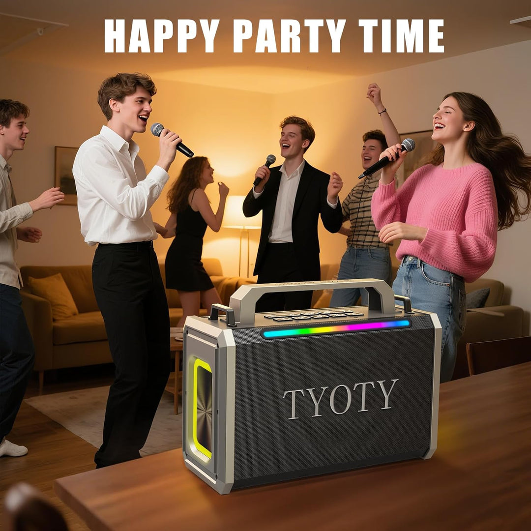 TYOTY Altavoz Bluetooth portátil de 80 W, sonido estéreo inalámbric...