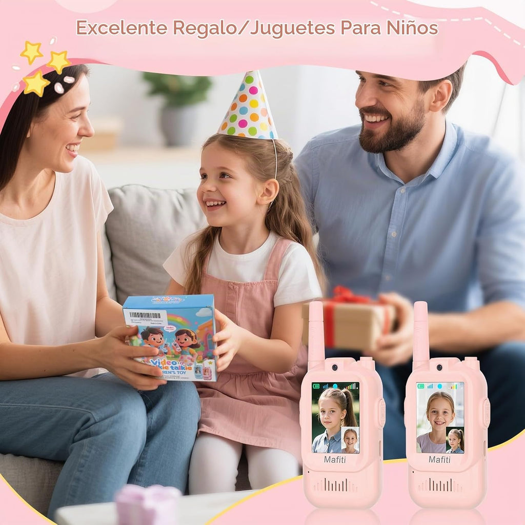 Mafiti Toys Walkie Talkies de Video para Niños 2 Paquetes Recargables de Larga Alcance