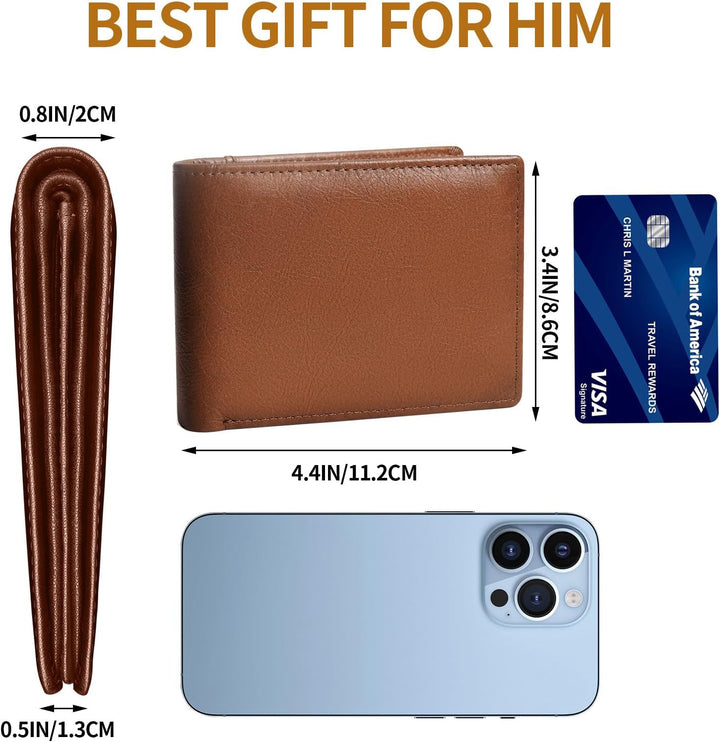 Cartera de cuero genuino MARZAHAR para hombre, billetera plegable c...