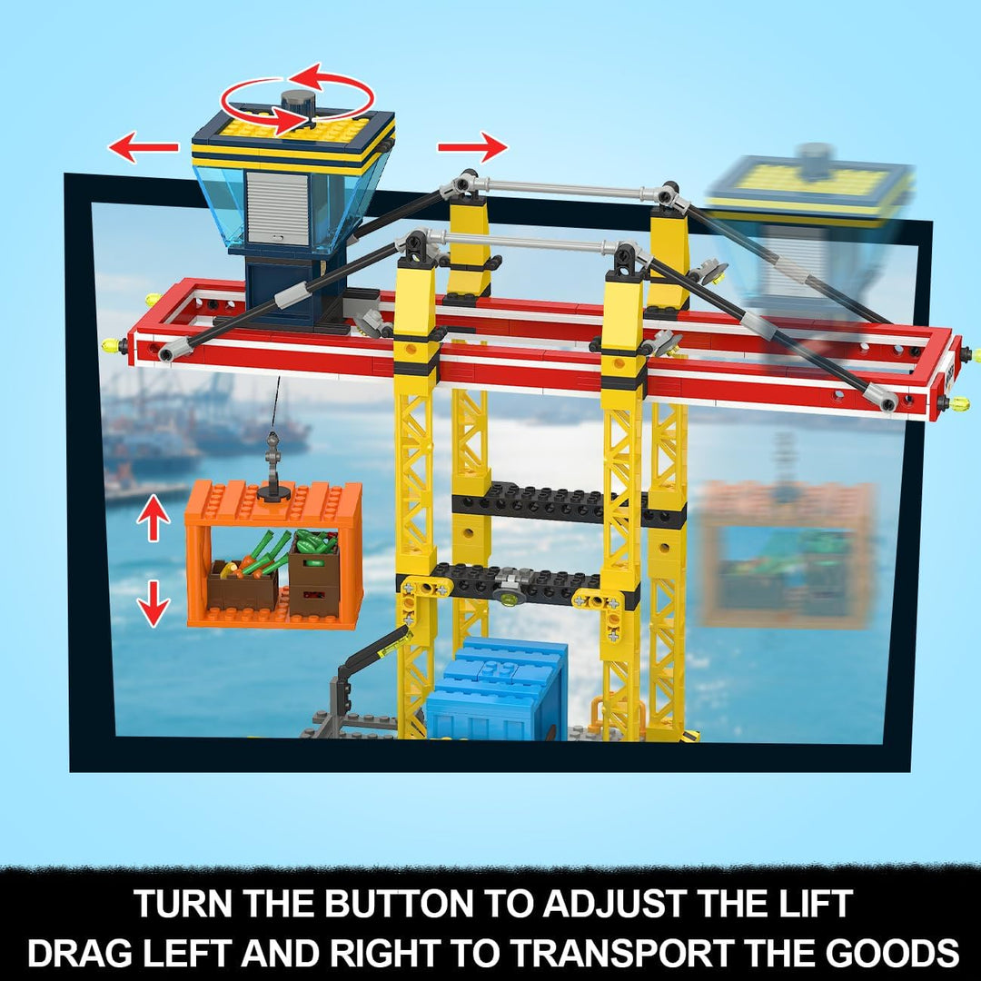 HOGOKIDS City Wharf - Juego de construcción con grúa