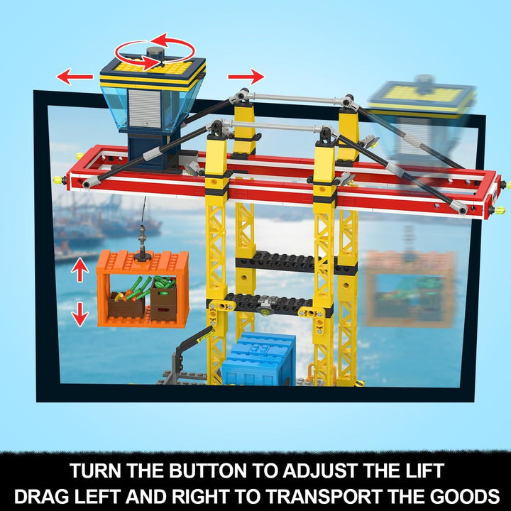 HOGOKIDS City Wharf - Juego de construcción con grúa