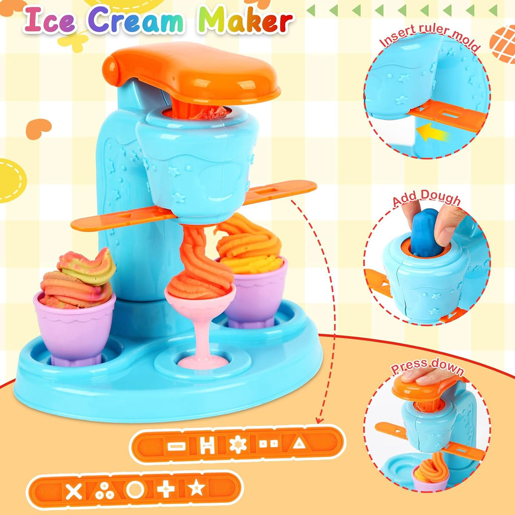 Juego de cocina 3 en 1, 24 herramientas de alimentos de masa de colores