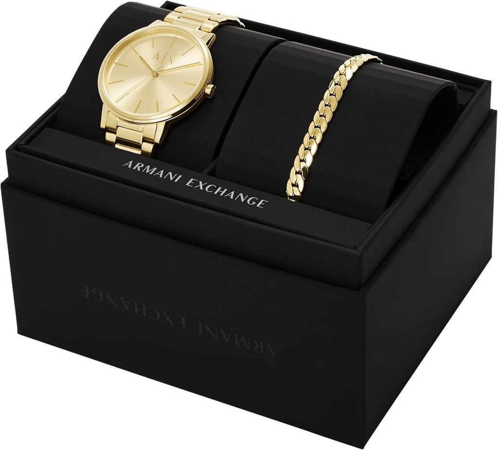 A|X Armani Exchange Reloj para hombre con pantalla analógica de tres manecillas y correa de acero inoxidable o cuero, reloj para hombre