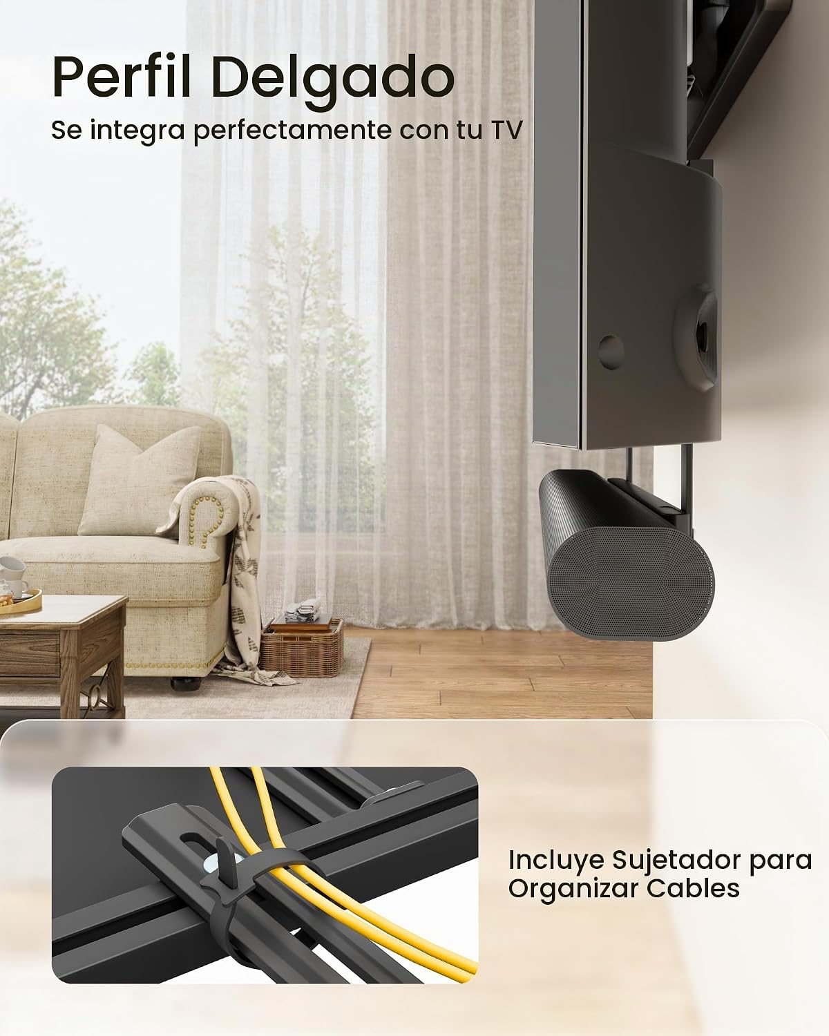 MonTEK - Soporte para barra de sonido debajo del televisor, se adapta a la