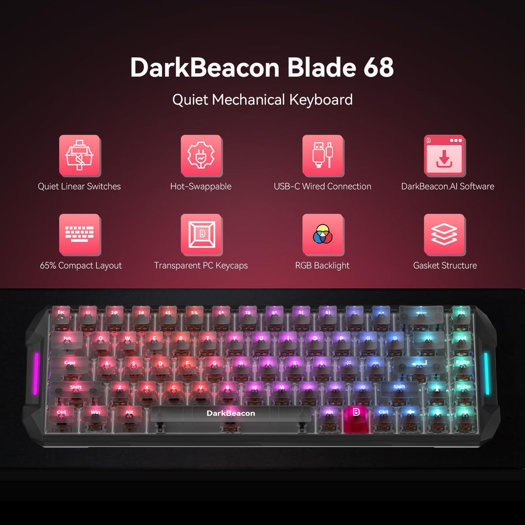 DarkBeacon Blade68 Teclado mecánico con cable 65%, interruptores si...