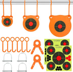 AR500 - Juego combinado de objetivos de acero, kit para colgar objetivos de Gong de 3/8 pulgadas, objetivos de Gong para colgar al aire libre con 10 objetivos de papel, kit completo de acero AR500 apto para conducto EMT OD de 1 pulgada (sin tubo metálico)