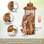 Comederos metálicos para pájaros a prueba de ardillas para colgar