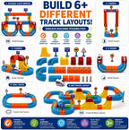 Let's Balieno Juego de tren eléctrico de 150 piezas, pista de carreras flexible 3D para niños de 3 a 8 años, tren motorizado que desafía la gravedad, juguete educativo de construcción STEM, regalo