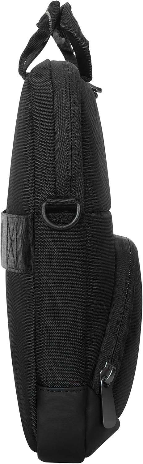 Targus Bolsa para laptop de 12-14 pulgadas para negocios y viajes, color negro, bolsa de mensajero para computadora para hombres y mujeres, material duradero resistente al agua, se adapta a laptops y Chromebooks de 12-14 pulgadas (TBS579GL)