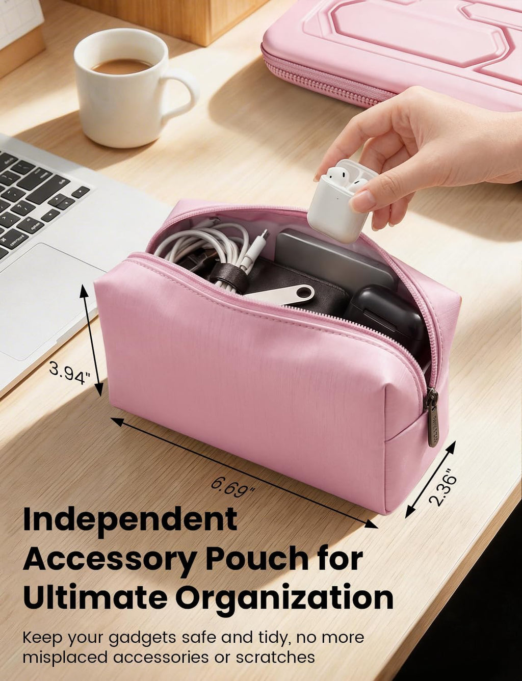 Funda rígida para laptop DOMISO 17-17.3 pulgadas, impermeable, a prueba de golpes, con asa y bolsillo de almacenamiento, compatible con MacBook, HP, Dell, Rosa