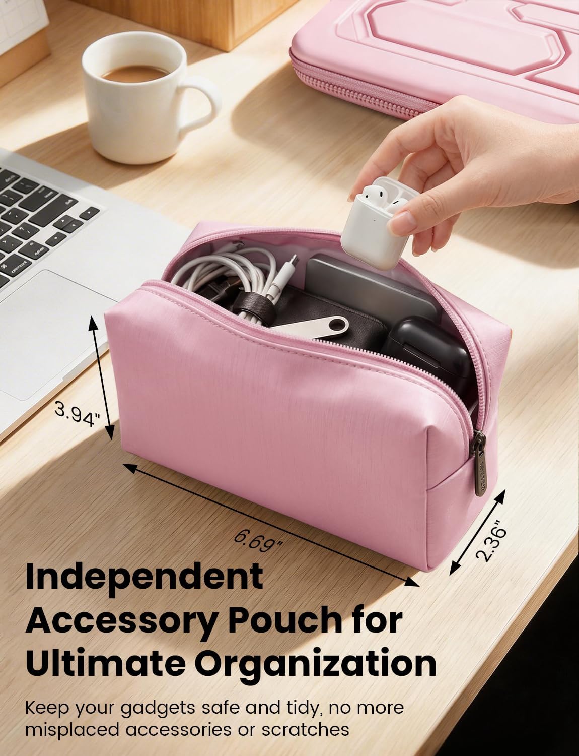 Funda rígida para laptop DOMISO 17-17.3 pulgadas, impermeable, a prueba de golpes, con asa y bolsillo de almacenamiento, compatible con MacBook, HP, Dell, Rosa