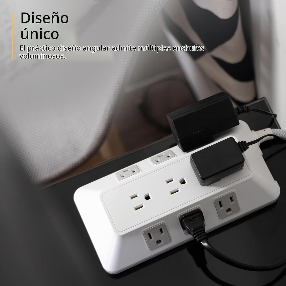 Regleta con protector contra sobretensiones GE, cable de extensión trenzado de 6 pies